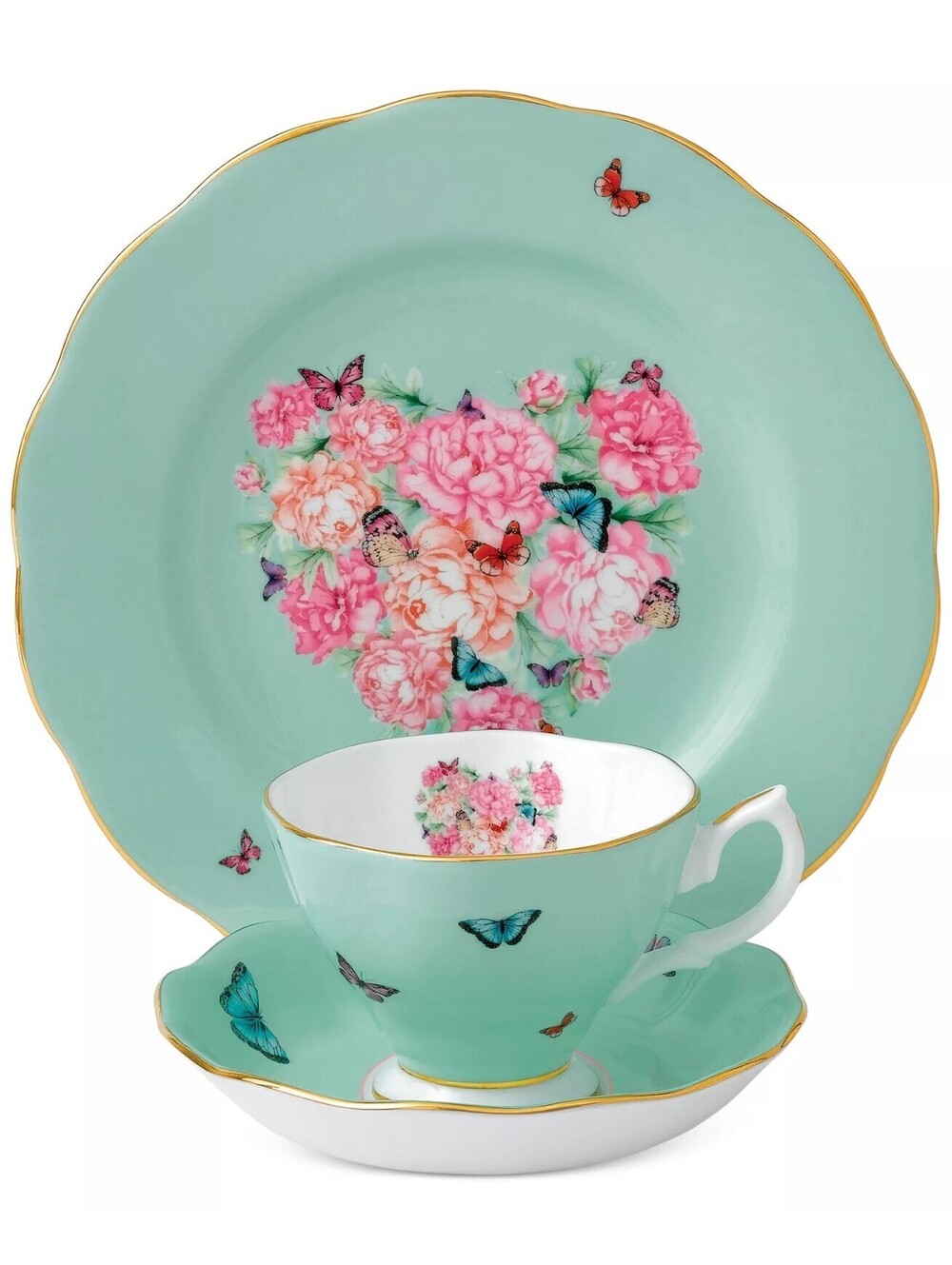 126$ Royal Albert Miranda Kerr Blessings 3-Pieces Tea Set Green